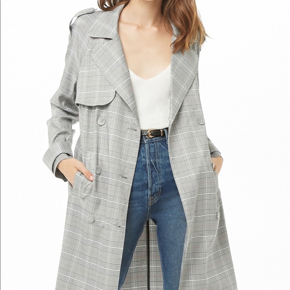 Plaid trenchcoat